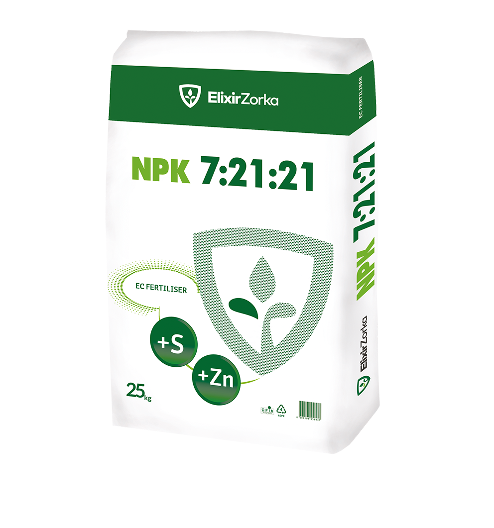 DJUBRIVO ELIXIR ZORKA NPK 7-21-21+4%S+0.05%Zn-25 KG
